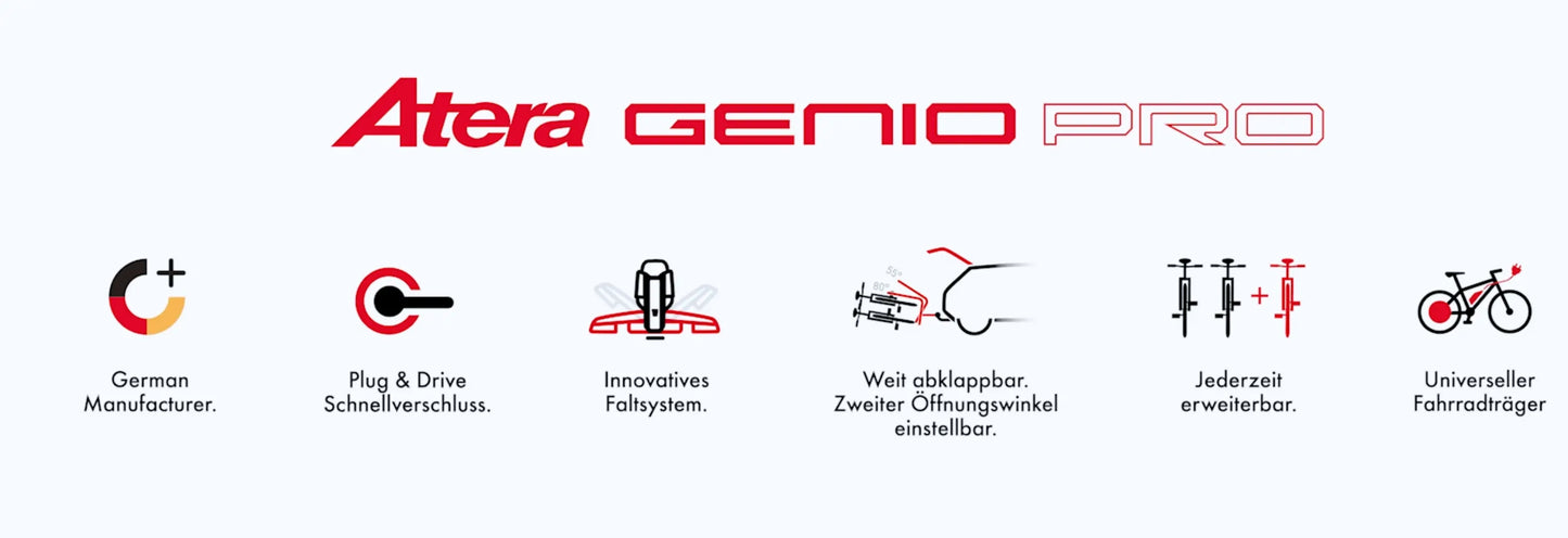 Atera GENIO PRO ADVANCED Fahrradträger AHK abklappbar 2-ER 022785 black Edition Bus, Transporter etc Atera