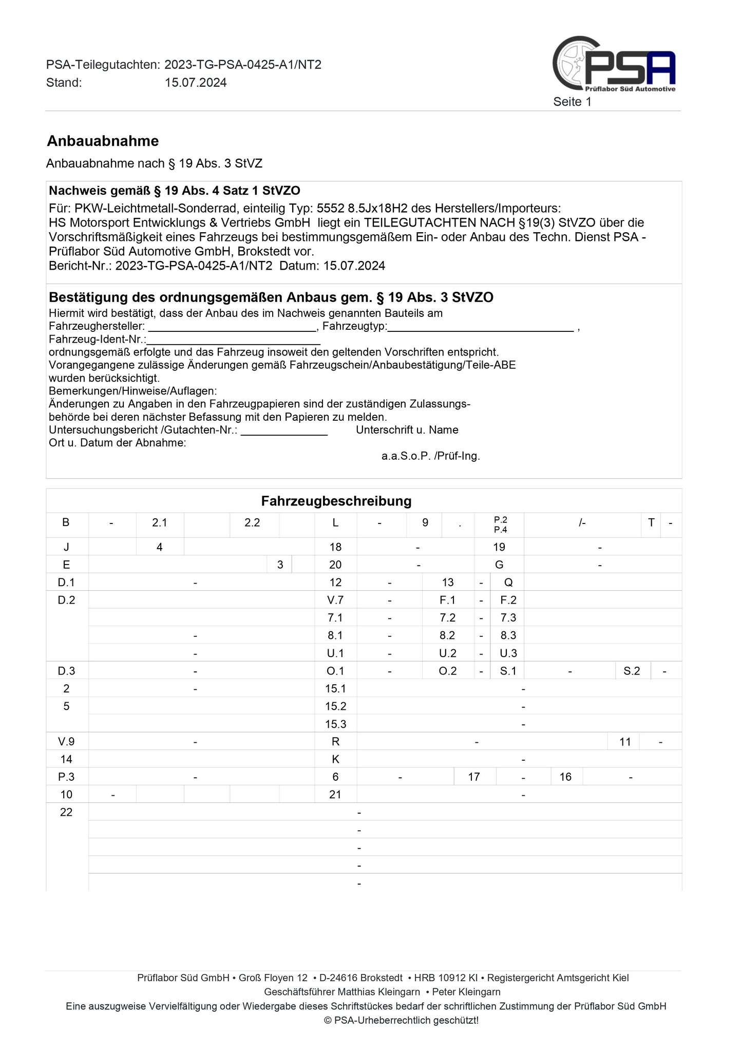 Twin Project Monotube Offroad Felgen AT 8,5X18 schwarz SPRINTER