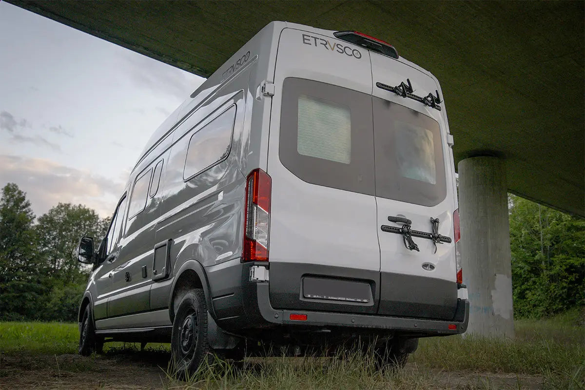 PUSHrack V2 Fahrradträger/Halter für Kastenwagen ab 2,25m Crafter, MAN TGE, Sprinter, Fiat Ducato, Boxer, Jumper Movano Heckträger vertikal Push Components
