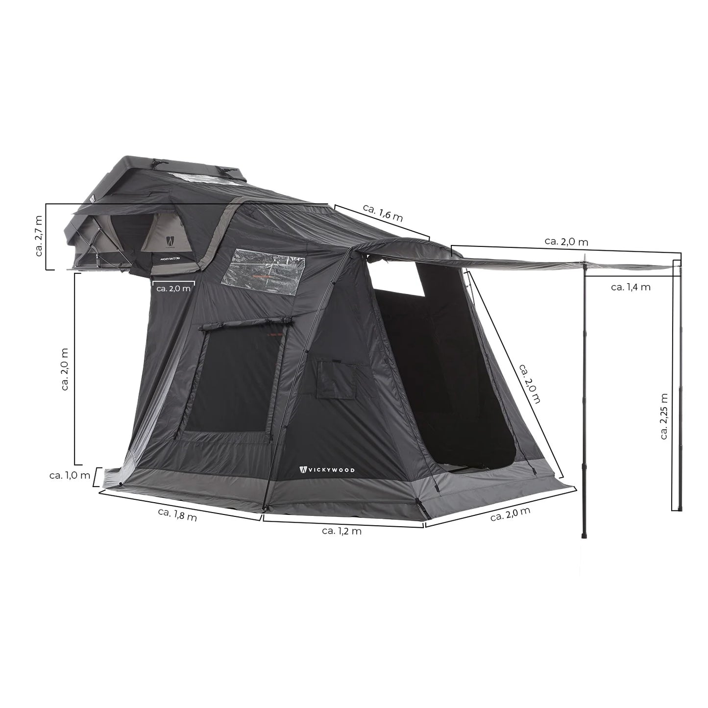 Vorzelt VickyWood Mighty Oak 165 light für hohe Fahrzeuge