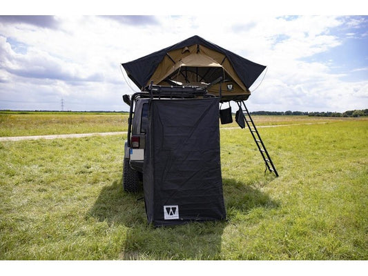 Duschzelt Umkleide mit Regenhaube Vickywood Schwarz Rolling-Space