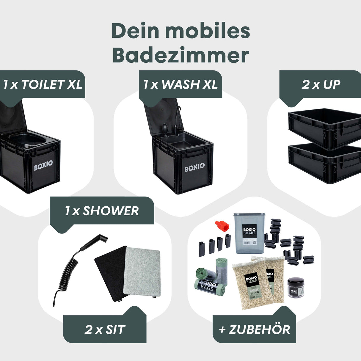 BOXIO SANITARY XL | Mobiles Badezimmer mit extra Komfort