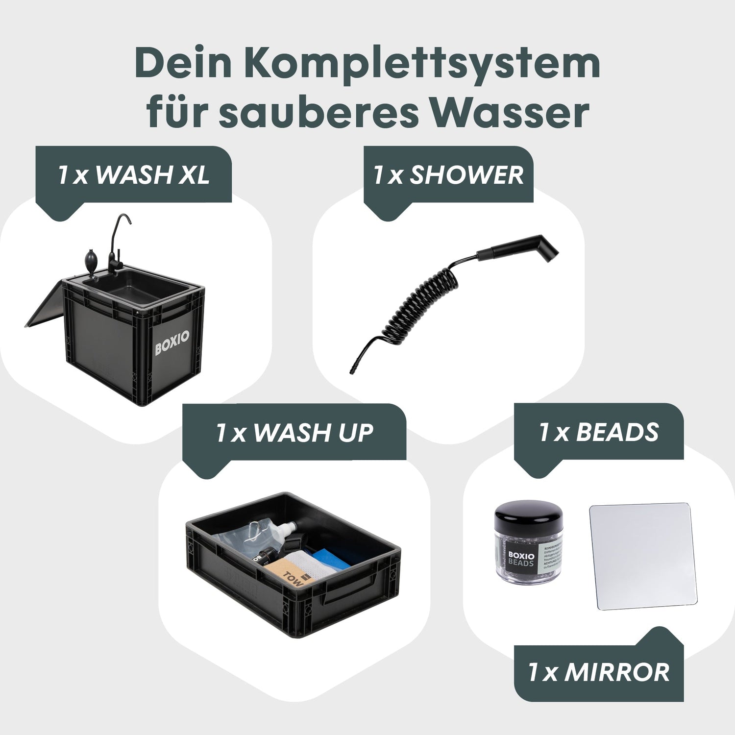 BOXIO WASH XL Max+ I XL-Campingwaschbecken mit Wasserfilter