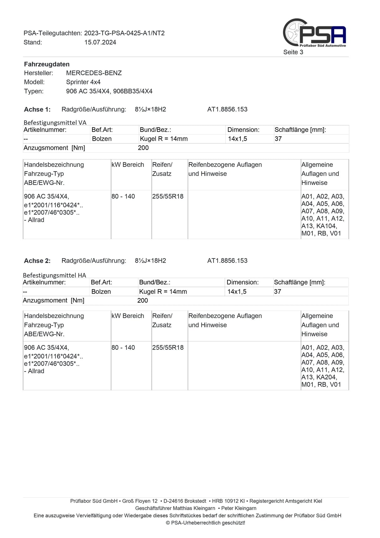 Twin Project Monotube Offroad Felgen AT 8,5X18 schwarz SPRINTER Twin Monotube Projekt