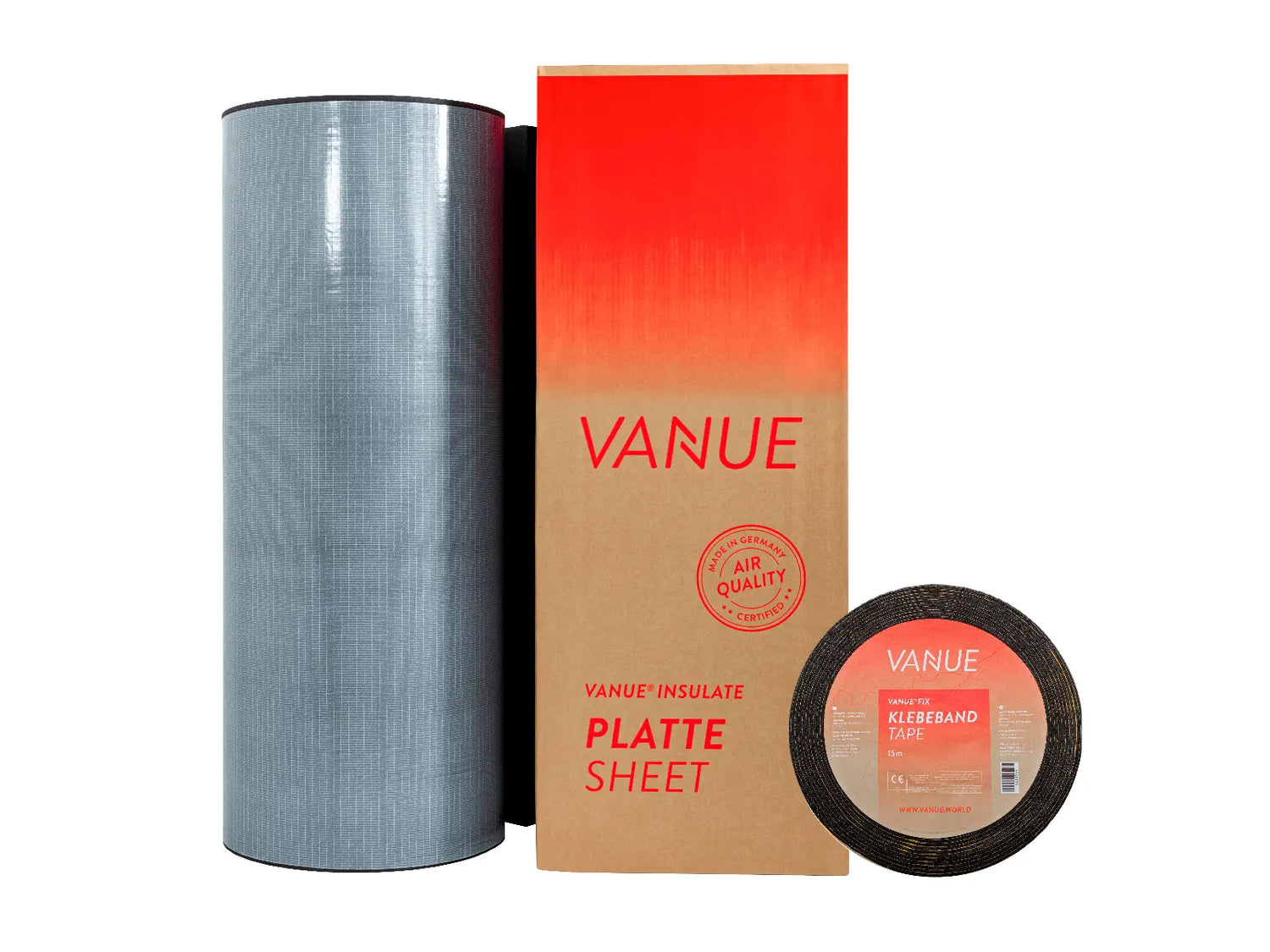 VANUE DIY SET verschiedene Größen - selbstklebende Dämmung 19mm + Dämmklebeband VANUE