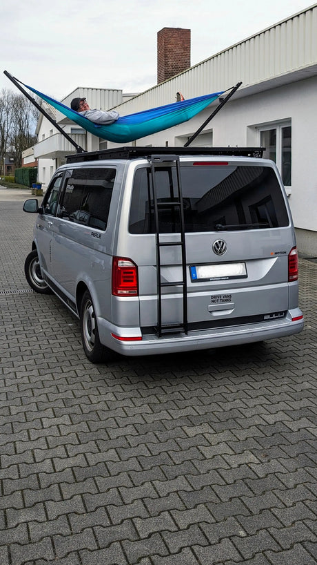 Hängemattenhalter für Dachträger - passt für Rolling Space, Rhino Rack, Frontrunner, SpaceMock, Nuten profil N8, Nutenschiene und andere Rolling Space