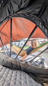 Hängemattenhalter für Dachträger - passt für Rolling Space, Rhino Rack, Frontrunner, SpaceMock, Nuten profil N8, Nutenschiene und andere Rolling Space