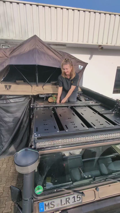 Hängemattenhalter für Dachträger - passt für Rolling Space, Rhino Rack, Frontrunner, SpaceMock, Nuten profil N8, Nutenschiene und andere