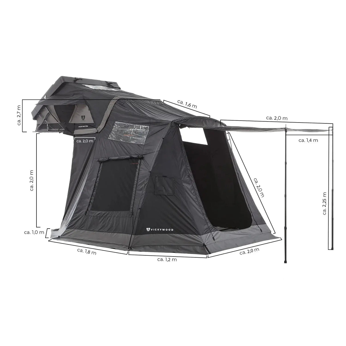 Vorzelt VickyWood Mighty Oak 165 light für hohe Fahrzeuge VICKYWOOD